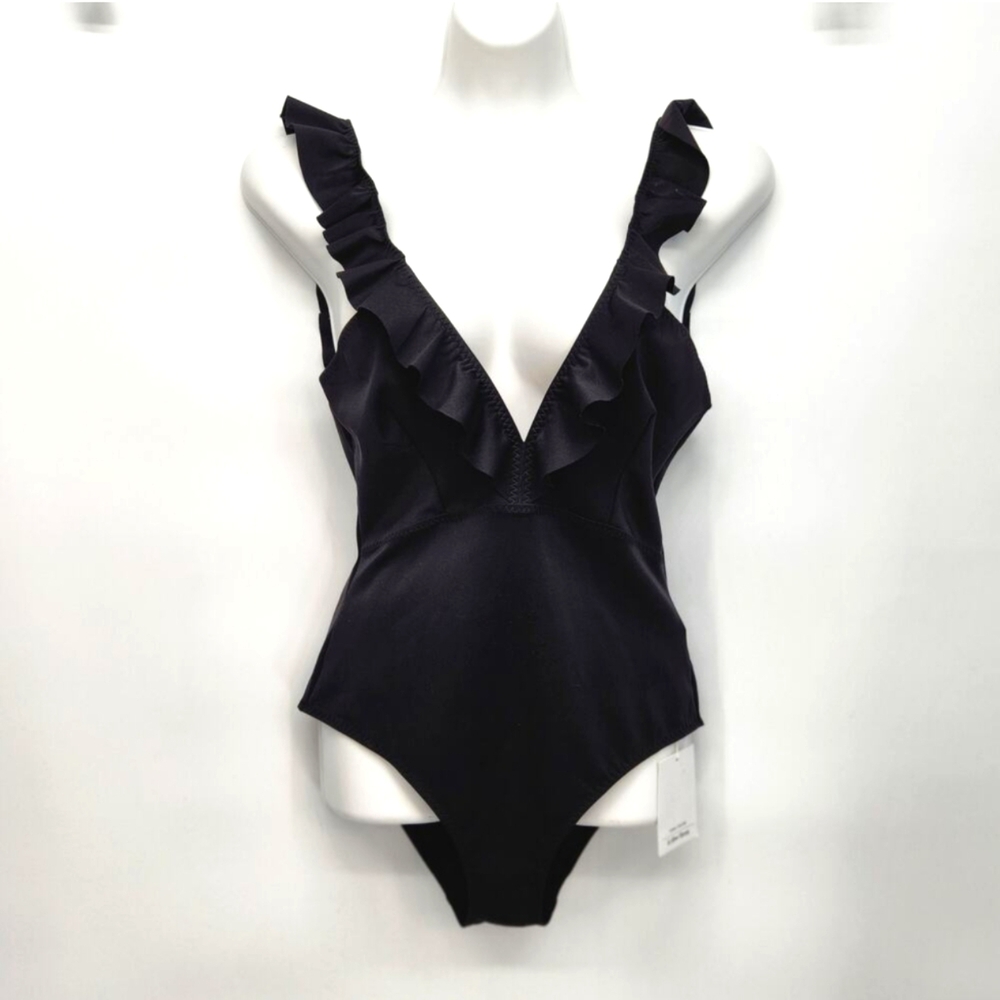 & OTHER STORIES Black Ruffle One Piece Swimsuit